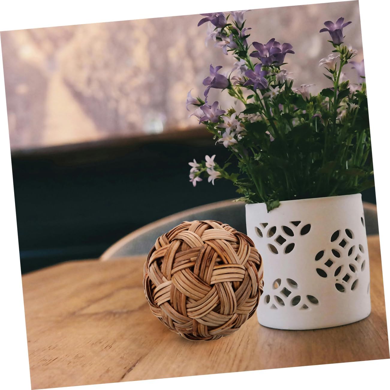 VICASKY Woven Ball Decorative Sphere for Creative Kickball Vintage Chinese Decoration for Indoor Outdoor Activities Unique Photography Prop