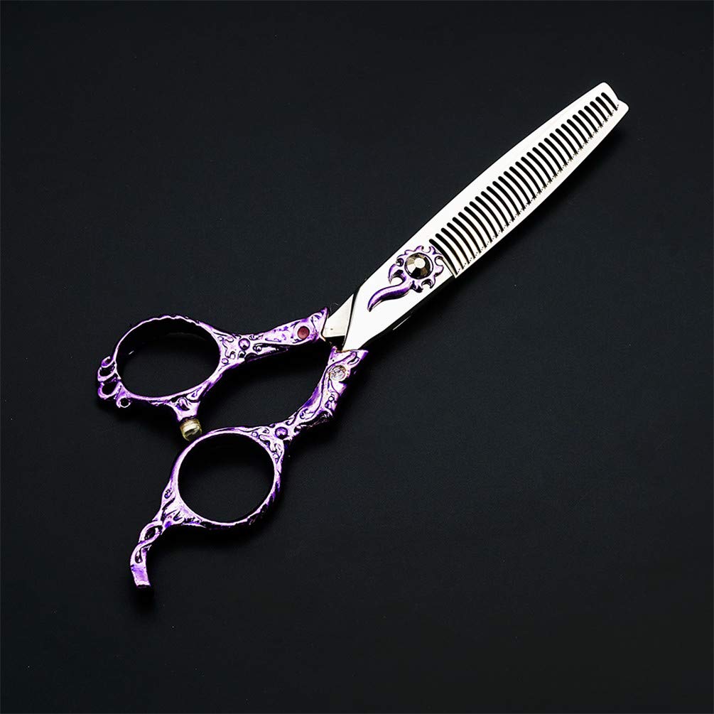 Coupe de Cheveux Ciseaux Kits, Barbiers Inoxydable Ciseaux de Coupe de Cheveux en Acier pour Hommes Femmes Enfants Animaux de Compagnie Salon Barber (Violet)