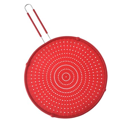 DOITOOL Grease Splatter Screen for Frying Pan Silicone Hot Oil Protects Skin from Burns Splatter Guard for Cooking Iron Skillet Lid Keeps Kitchen Clean Stainless Steel