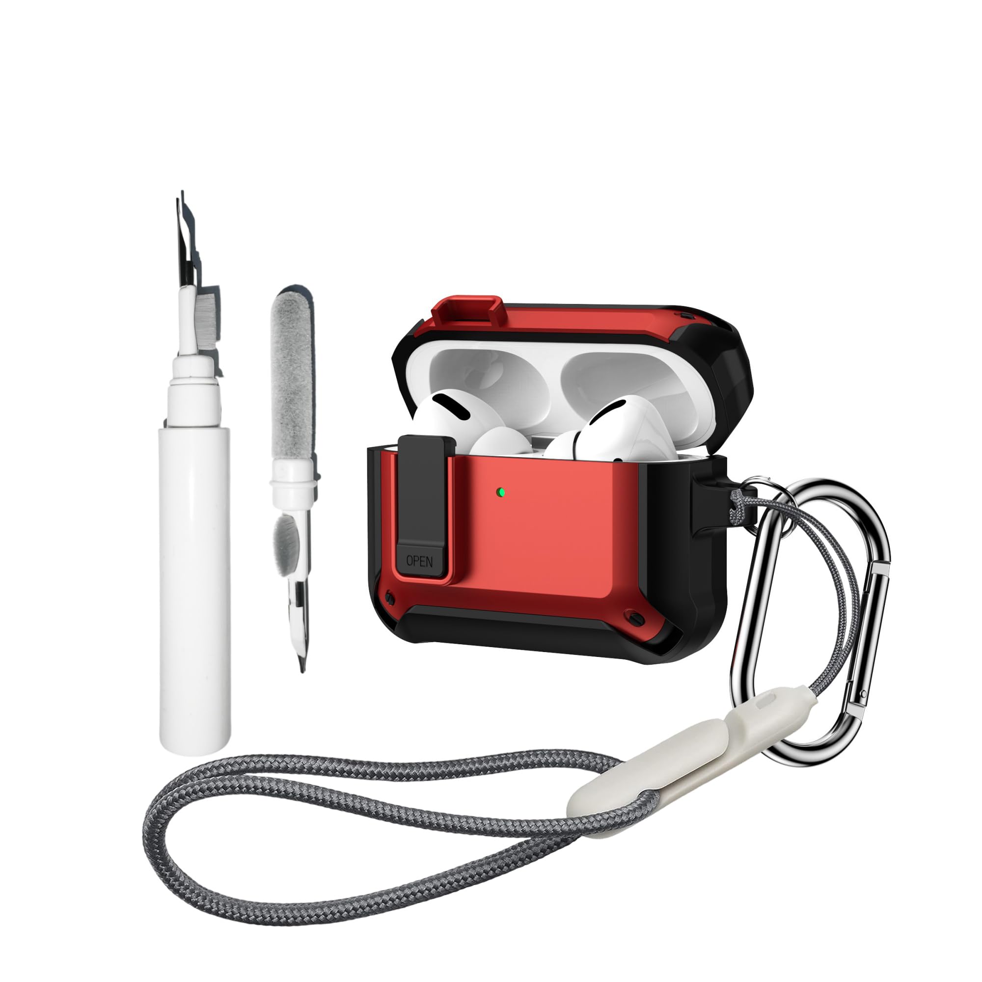 Photo 1 of [4 in 1] Lock Case Compatible with AirPods Pro 3 with Keychain,Lanyard and Cleaning Pen Kit,Military Grade Armor Shockproof Rugged Shell Protective Cover for Women Men