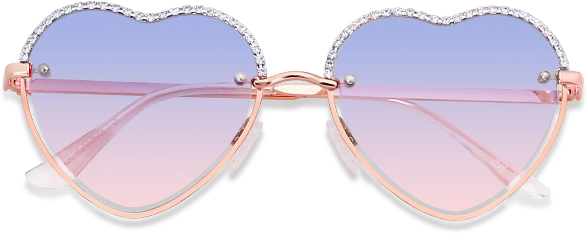 Trendy Heart Shaped Sunglasses Womens Rhinestone Love Eye Sun glasses Metal Lovely Fashion Diamond Sunnies