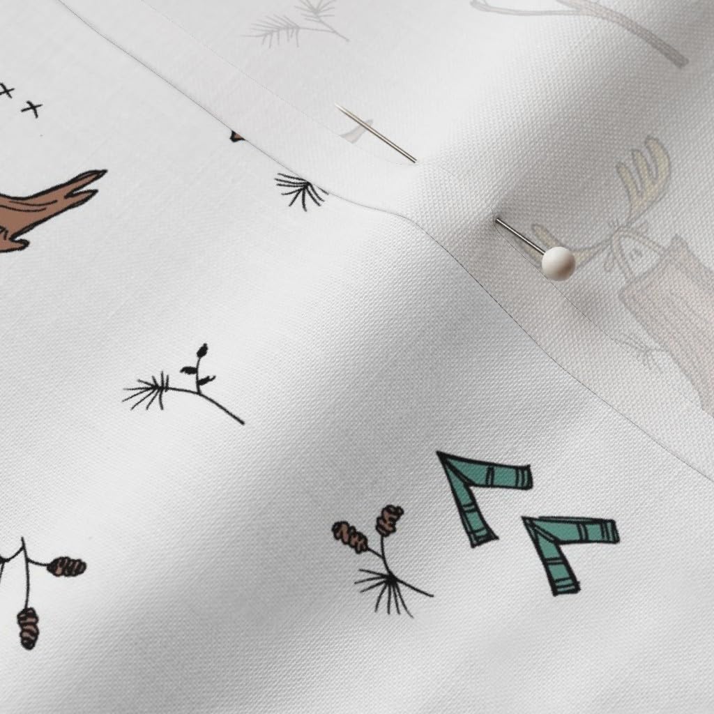 Spoonflower Fabric - Moose Adventure Tree Arrow Mushroom Winter Woodland Printed on Petal Signature Cotton Fabric by The Yard - Sewing Quilting Apparel Crafts Decor