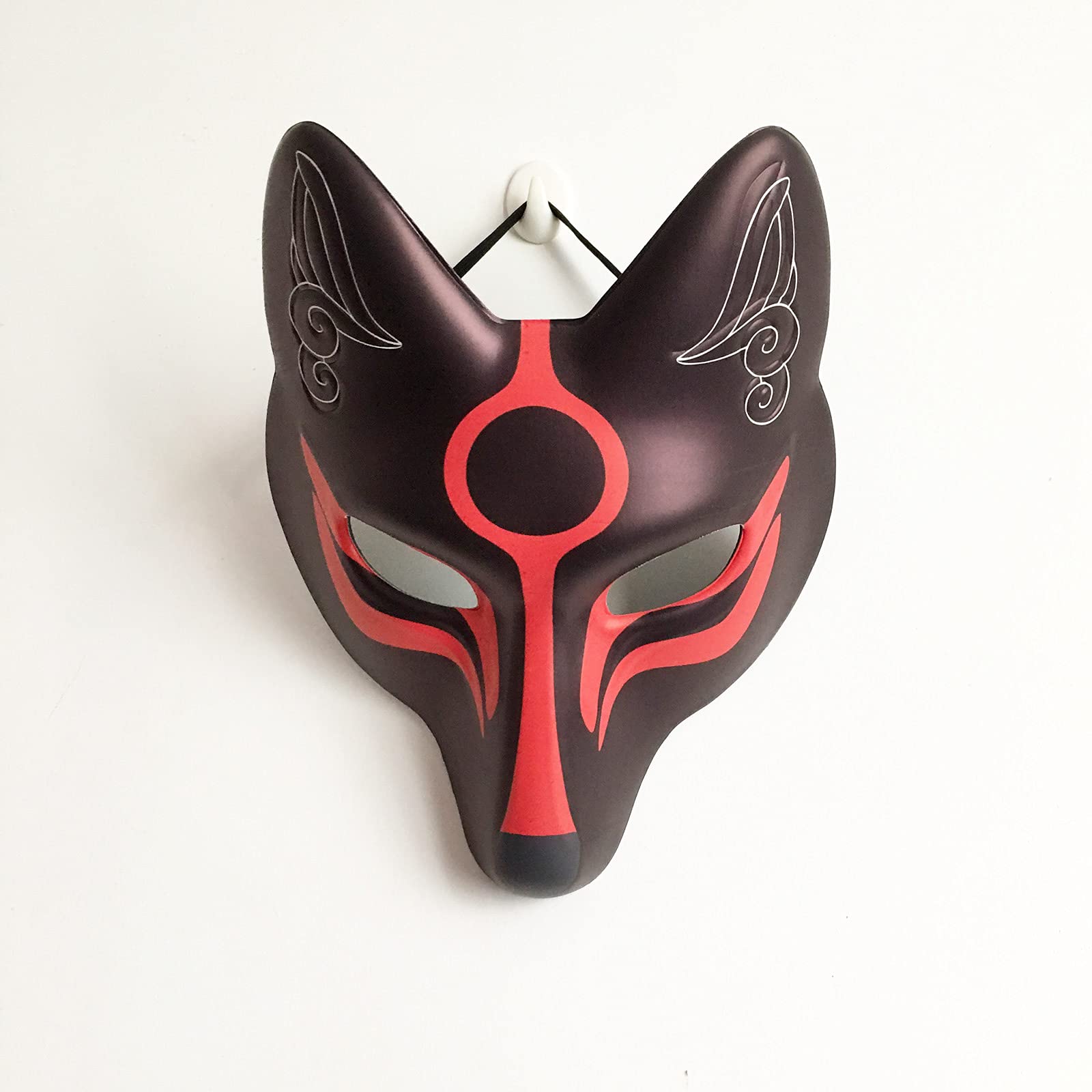 YangYong Kitsune Maska z lisem na Halloween, maskaradę, maskaradę, maseczki Kabuki PU do kostiumu
