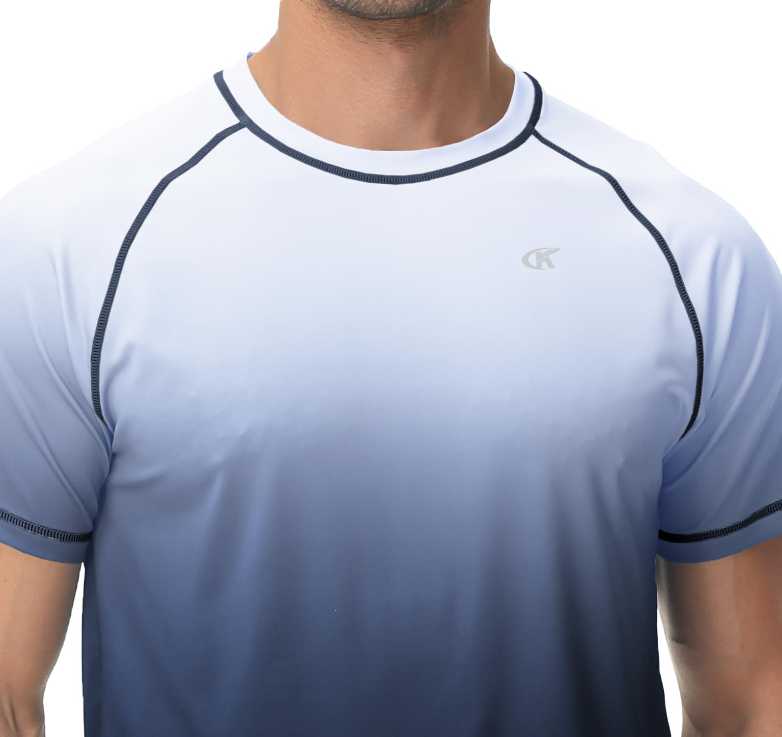 Huayuzh Wassersport-Schwimm-Shirts für Herren, UV-Schutzfaktor 50+, schnelltrocknend, kurzärmelig, Surfen, Laufen, Sport-Top