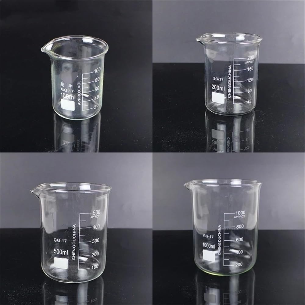 Vaso de precipitados de laboratorio, Paquete De Vasos Vidrio Borosilicato 4 Tamaños Múltiples for Material Laboratorio Experimentos Química