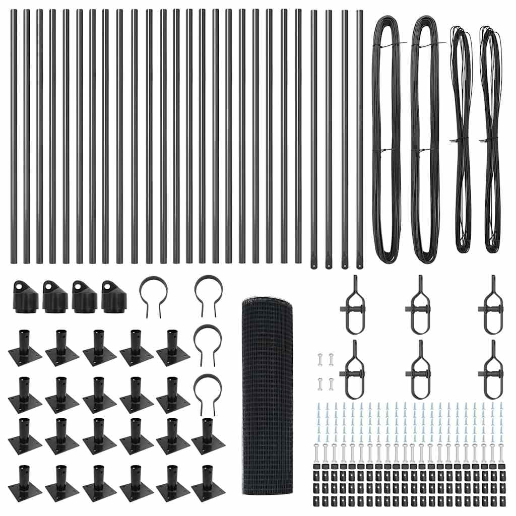 Lot de poteaux de clôture en acier résistant aux intempéries - Gris - 100 x 0,8 m - Surface revêtue par pulvérisation pour une protection durable - Construction robuste pour jardin et terrasse