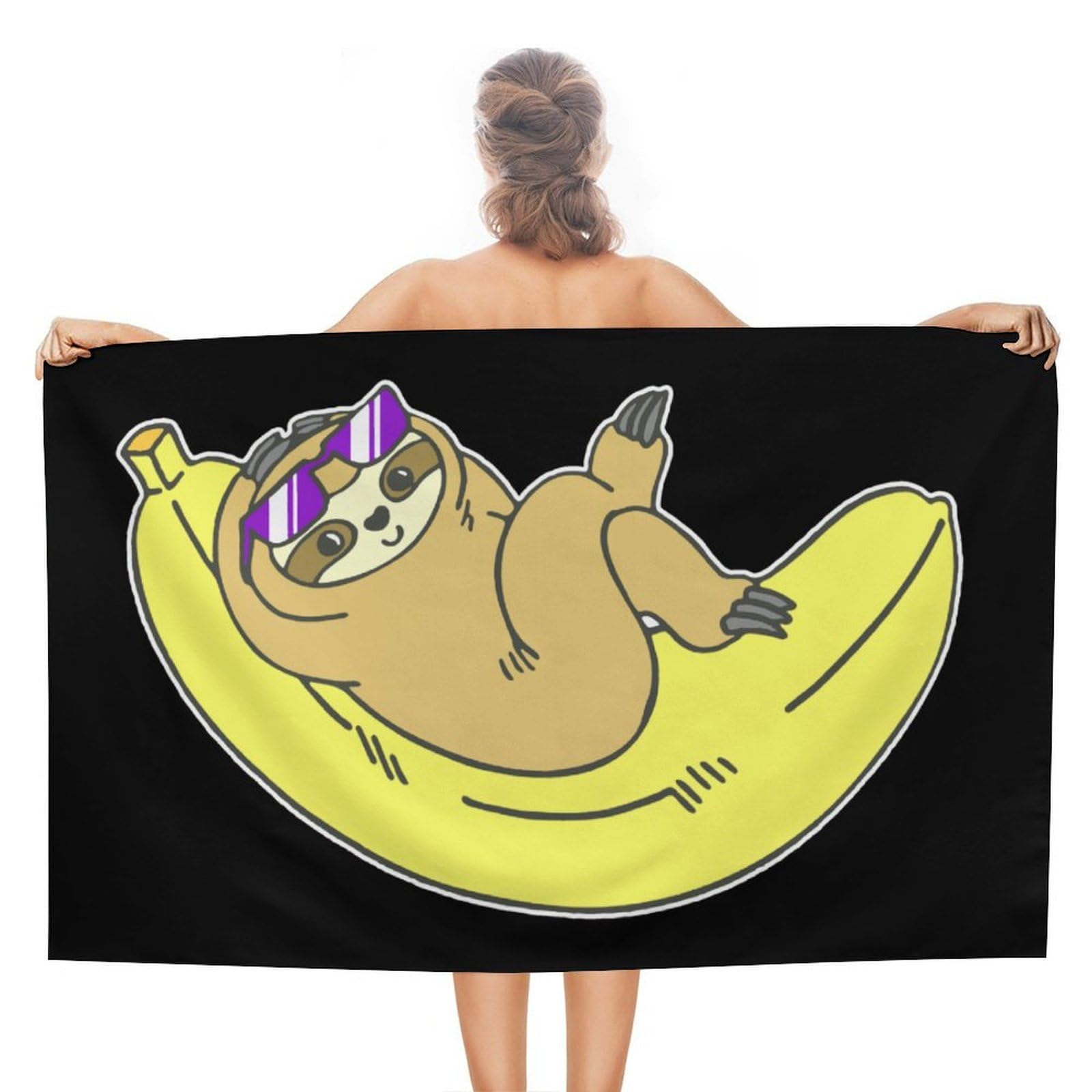 CGSBNGHA Funny Banana Sloth Beach Towels Soft Bathroom Bath Pool Swim Towels for Women Men