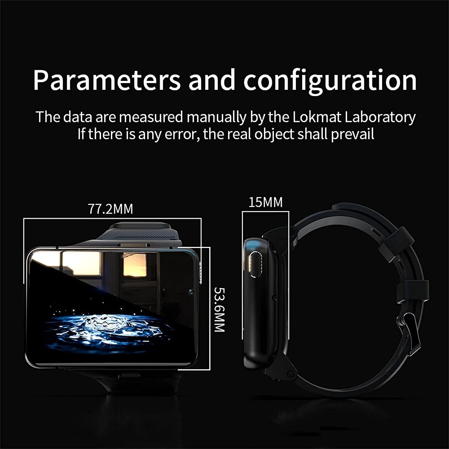 Prezent Urodzinowy Smartwatch met groot scherm, 2,88 '' 4 GB + 64 GB LCD-sporthorloge, 4G volledig Netcom waterdicht herenhorloge met siliconen band