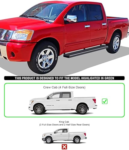 Miniatura 6 de HD Ridez Estribo de acero inoxidable de 6 pulgadas, color negro, compatible con Nissan Titan 2004-2025 Crew Cab (excluye los modelos 2016) y Titan
