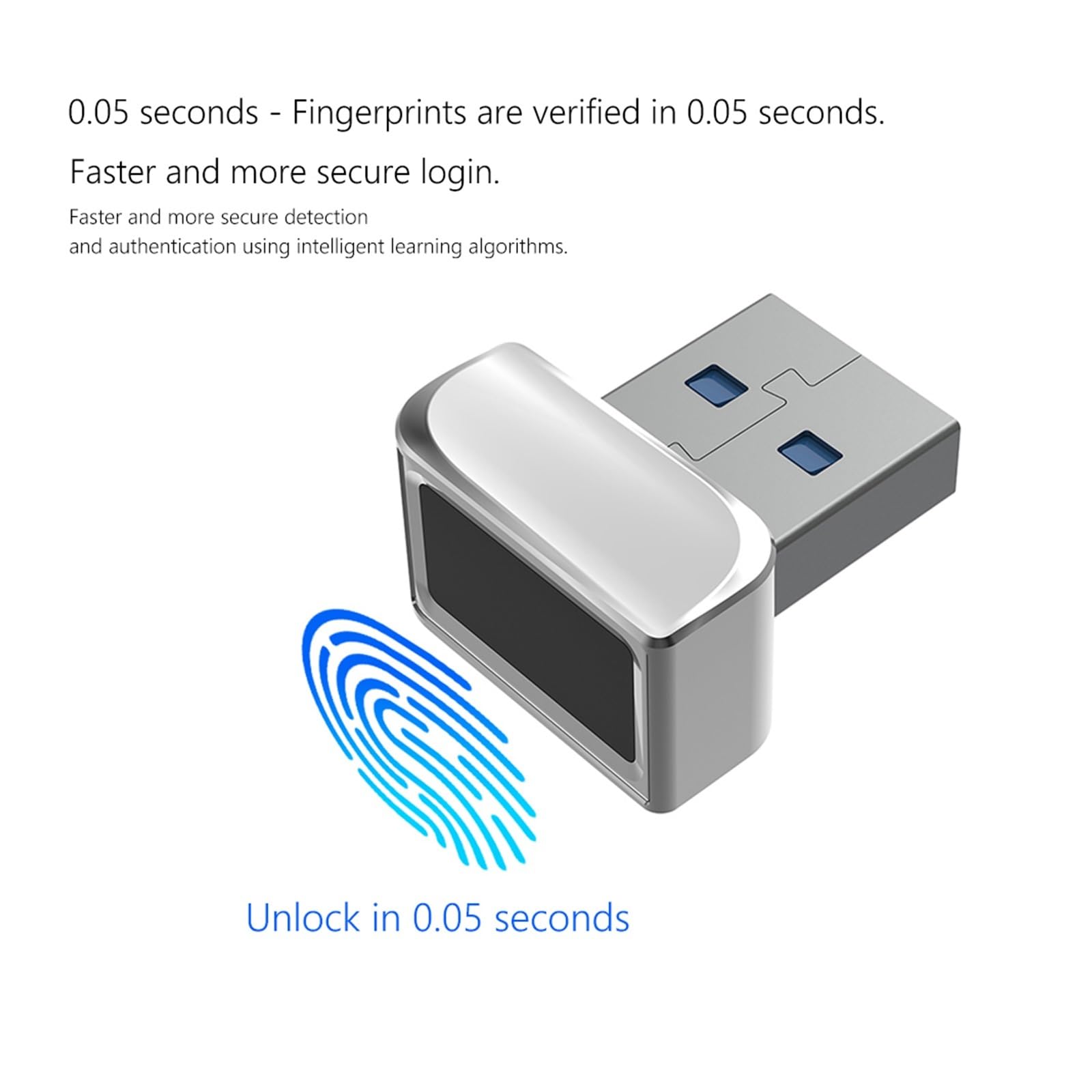 Lector De Huellas Dactilares USB, Módulo De Desbloqueo De Huellas Dactilares Mini De Aleación De Zinc, Seguro, Multilingüe, Operación Conveniente, Portátil For Ordenadores Portátiles Y PC