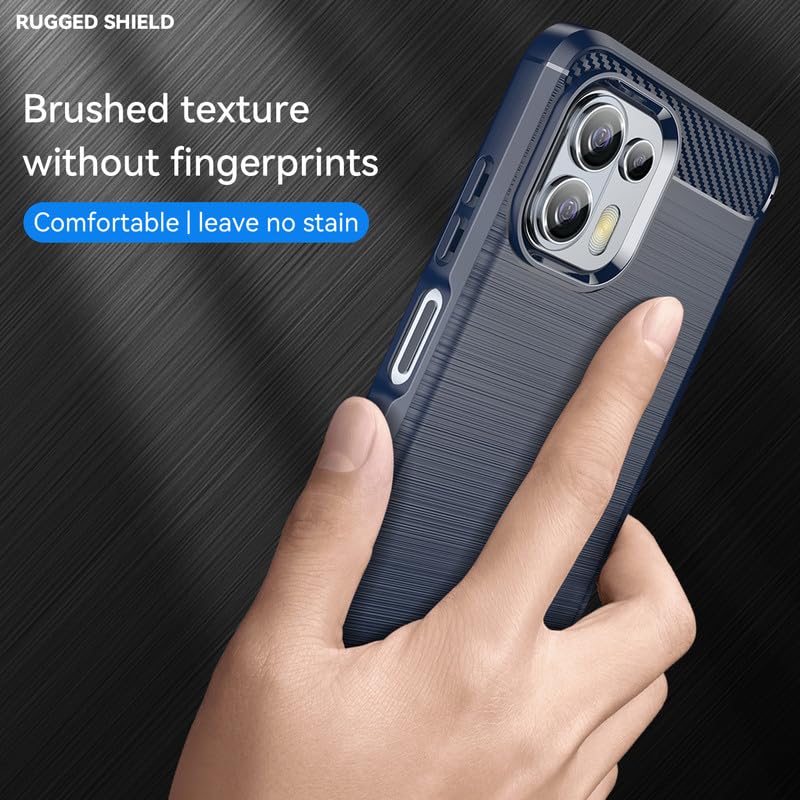 Image of Hybrid Carbon Fiber Back Case for Moto Edge 20 Lite (Blue) - Textured Design, Raised Lip, Slip Resistant, Matte Finish