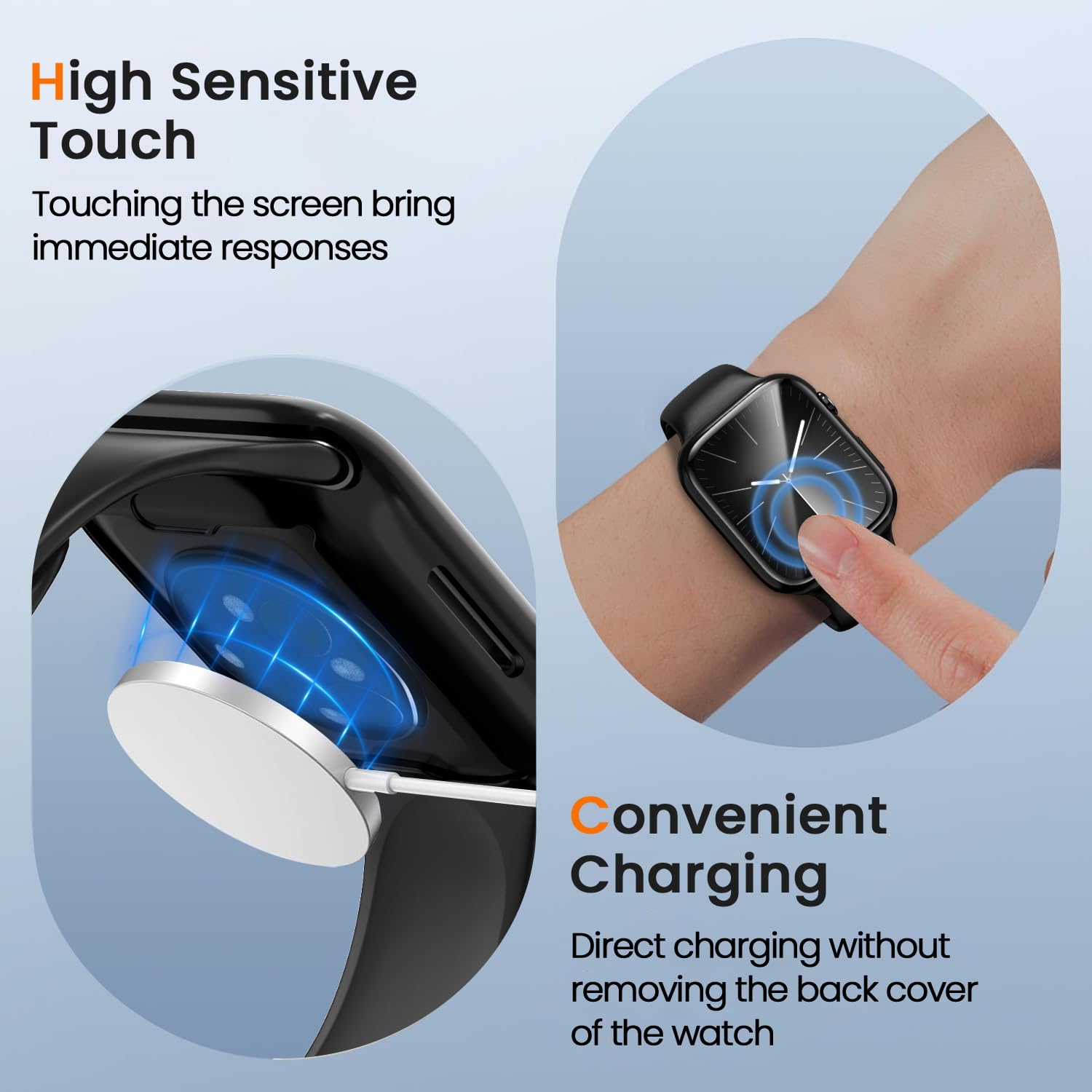 ivoler 3 sztuki etui z folią ochronną do Apple Watch 41 mm Series 9 8 7, pełne pokrycie, odporne na uderzenia i zarysowania, ultracienkie, miękkie etui ochronne z termoplastycznego poliuretanu (TPU
