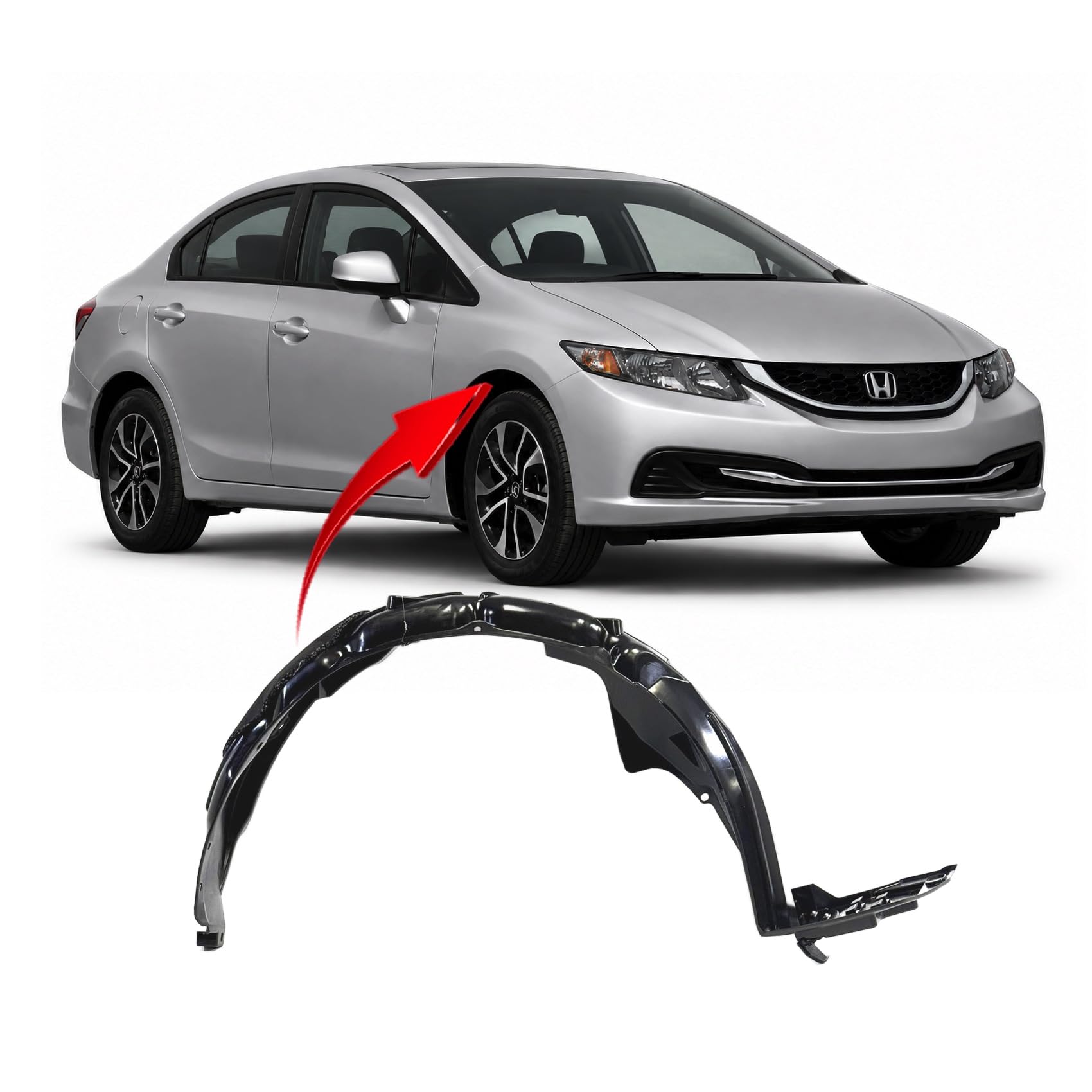 Amazon.com: FitParts Compatible with Honda Civic 2012–2015 Front
