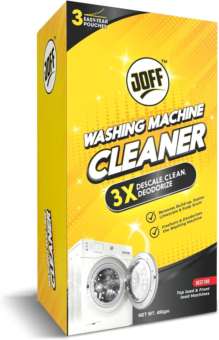 Washing Machine Dust Cleaner - Deep Cleaning for Front/Top Load Machines, Removes Limestone, Odors, Residue - Eco-Friendly, Safe - 3 Pack (5.3 oz Each)