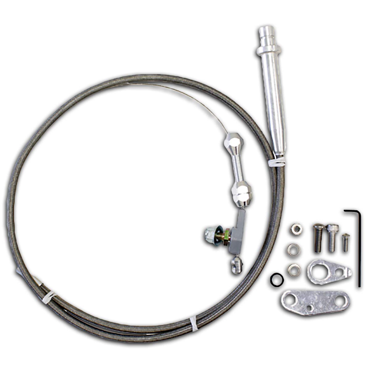 Cobra- Tek - CBK-HZ-2003, Compatible Chevy, Olds, Pontiac GM/Turbo 350 and Th350 SB Small Block Transmission Kickdown Cable Assembly Detent Stainless Steel Kit.