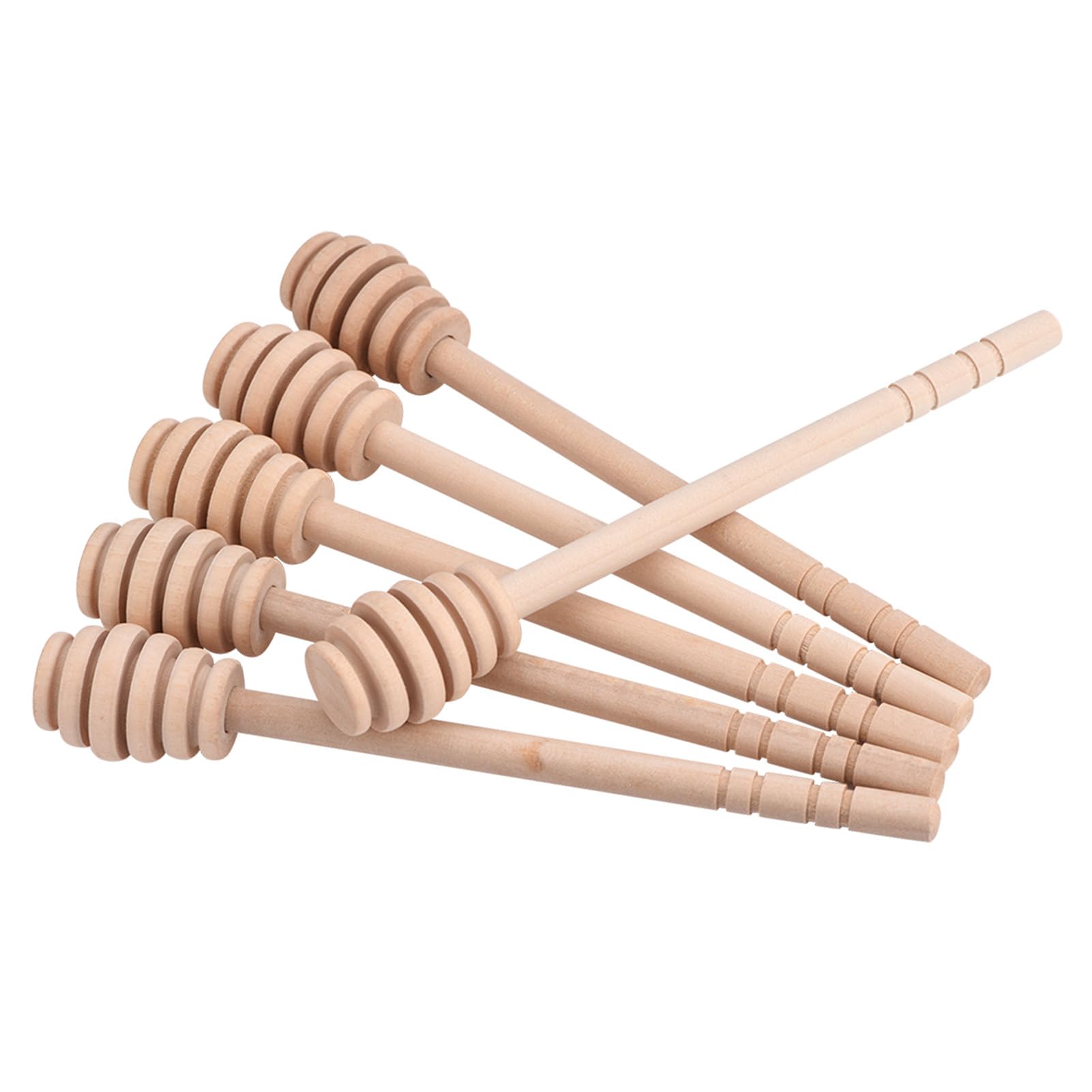 tomvorks Wooden Mini Honey Dipper Jar Dispensing Stick Set Honey Stirring Collecting Stirring Dippers Kitchen (Take Honey King Slotting 16CM)