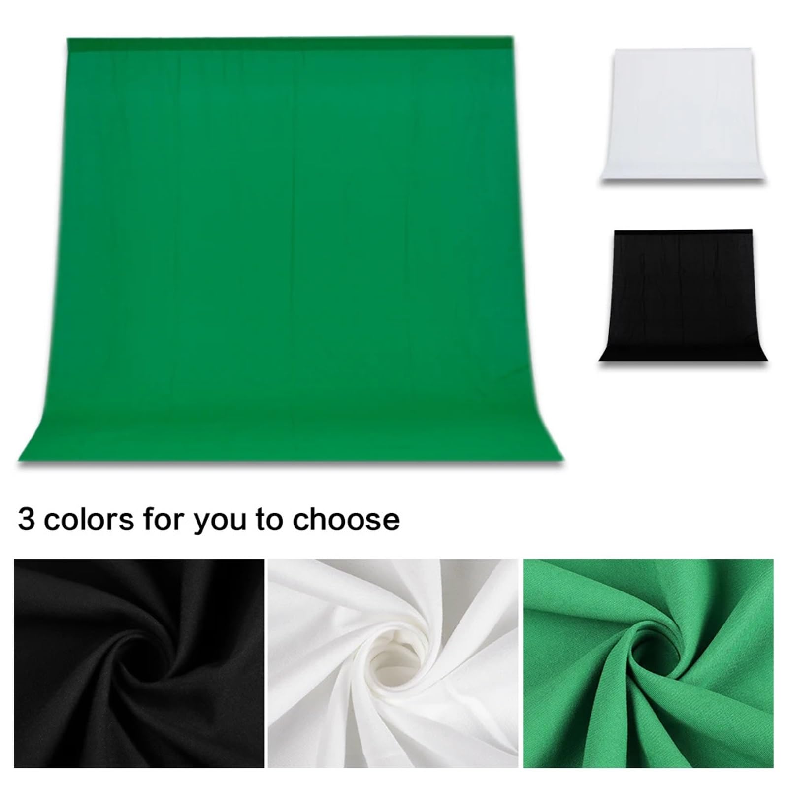 Fondo Verde Fondo de Tela Negro Blanco Verde Color algodón Textil Muselina Foto Fondos Estudio fotografía Pantalla(White,1600x3000mm)
