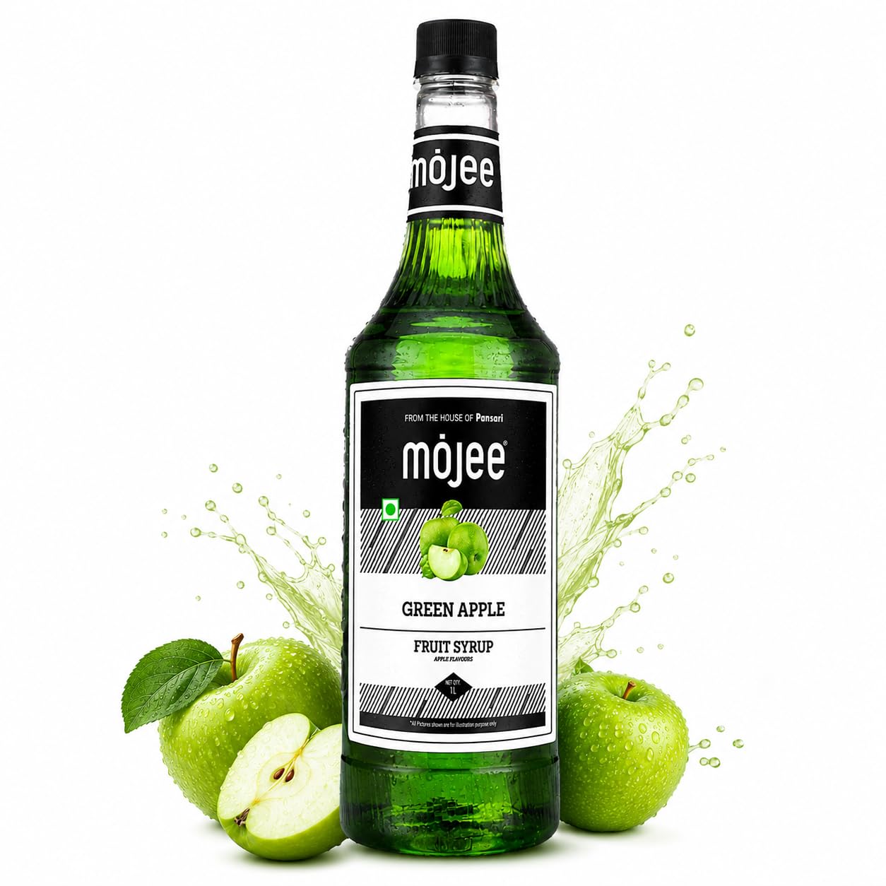 Mojee Green Apple Syrup | Sweet & Tangy Fruit Syrup for Mocktails