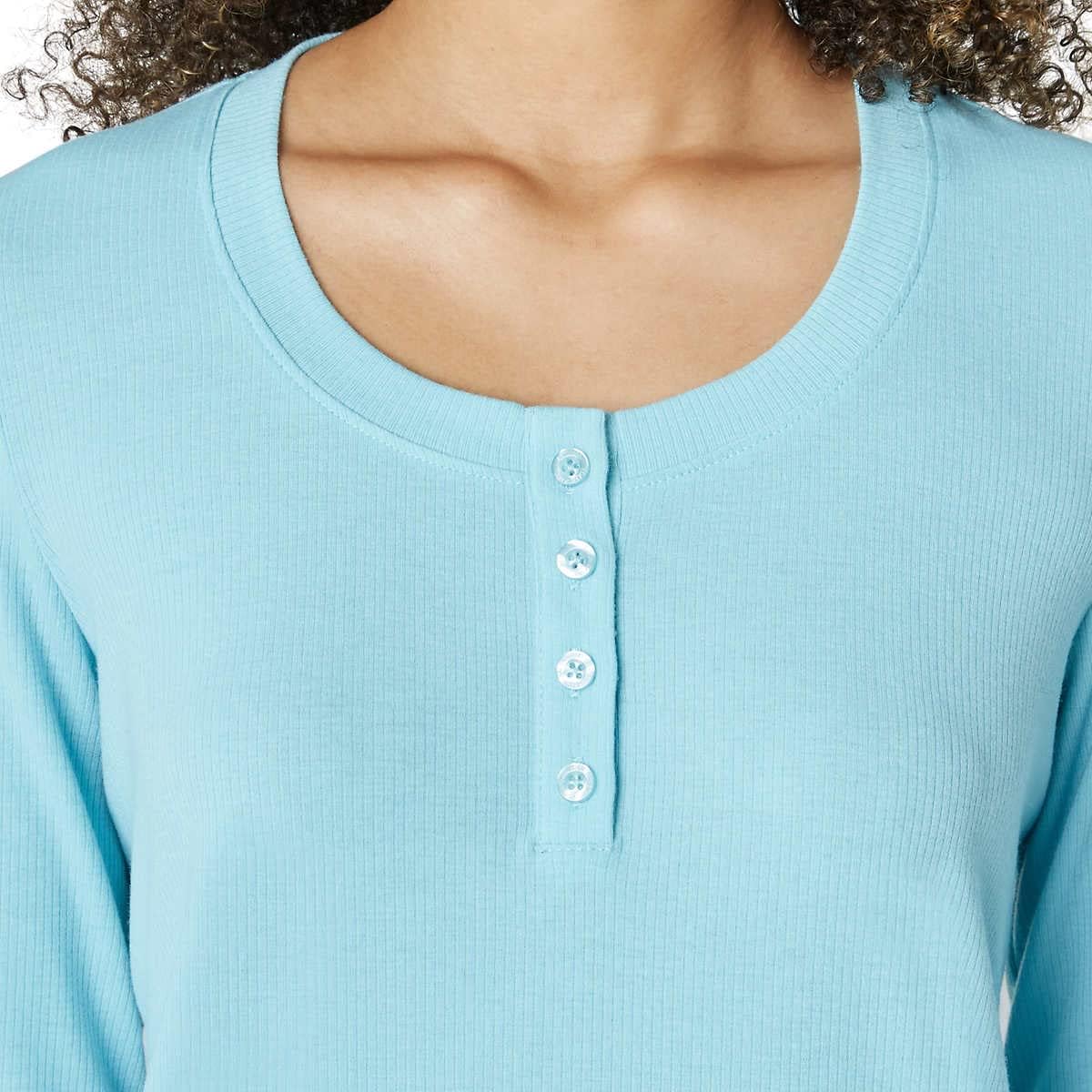 Eddie Bauer Women's 3-Piece Waffle Knit Pajama Set (Blue, X-Large) - Image 2