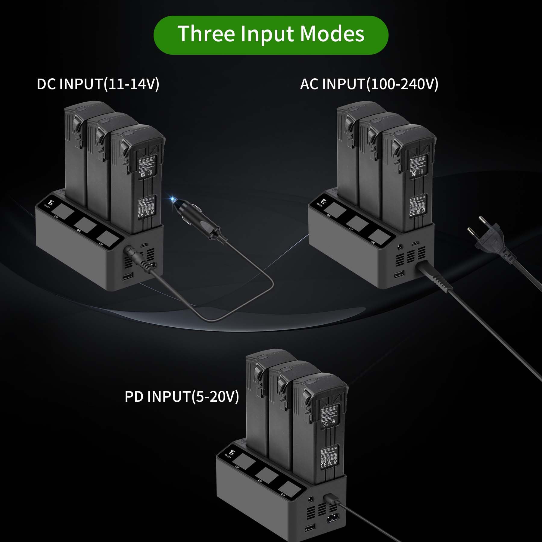 230W LCD Akku Ladegerät für DJI Mavic 3 Pro Classic Cine Enterprise Drohne,Lädt 3 Batterie,Parallel Kfz Akkuladestation,Rapid Multi ladestation Hub Zubehör