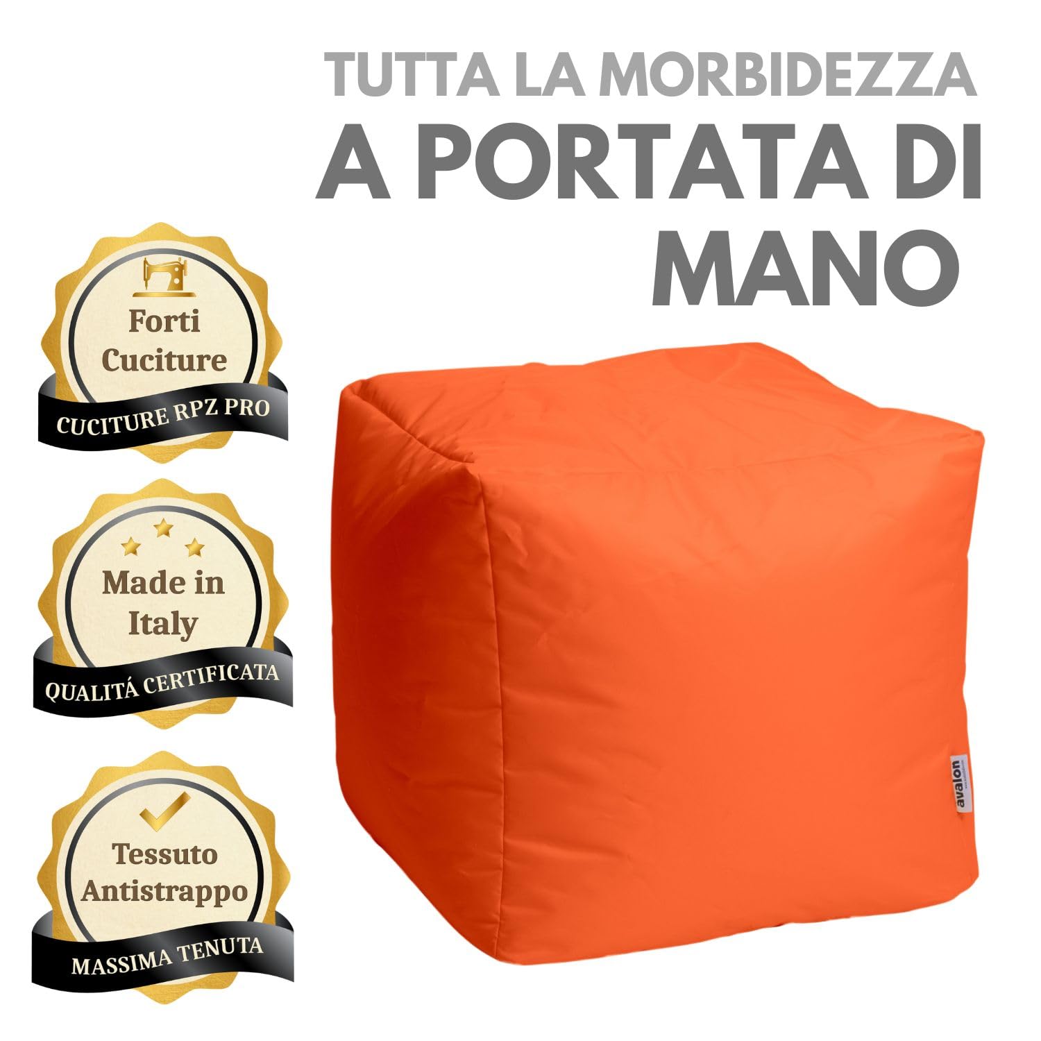 Pouf Cubo Jive - 45x45x45 Cm, Tessuto Tecnico, Nero, Made In Italy