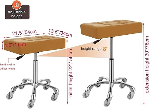 Miniatura 2 de Kaleurrier Taburetes resistentes con ruedas, taburete ajustable de altura sin respaldo de 400 libras, taburetes con ruedas para mostrador, bar,