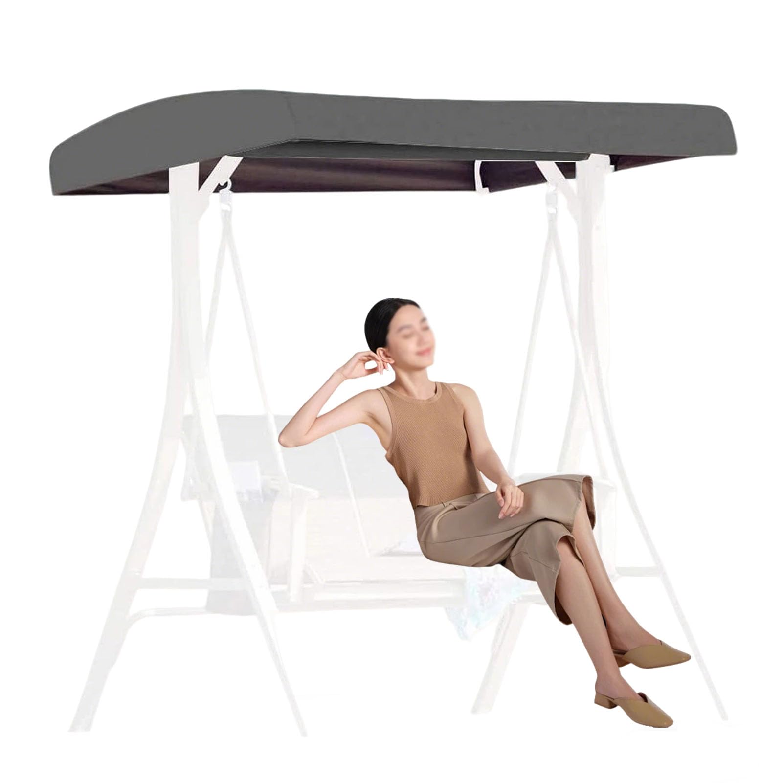 Techo De Repuesto para Columpio De Jardín Universal,Toldos Impermeable Resistente a los Rayos UV Exterio,Toldo Balancin Jardin 2 3 Plazas para Patio Swing Yard Seat,Gris,190T: 213 * 122 * 18/23cm
