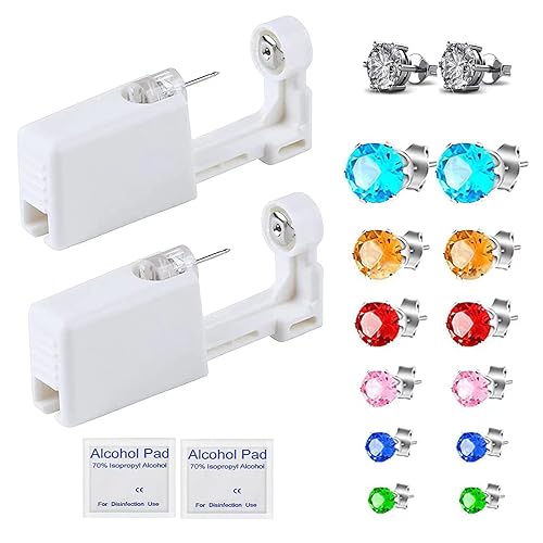 Miniatura 1 de HYJLPAF Kit de 2 piercings de oreja, pistola de perforación de oreja desechable, kit de 14 piezas de aretes de seguridad, kit de pistola de