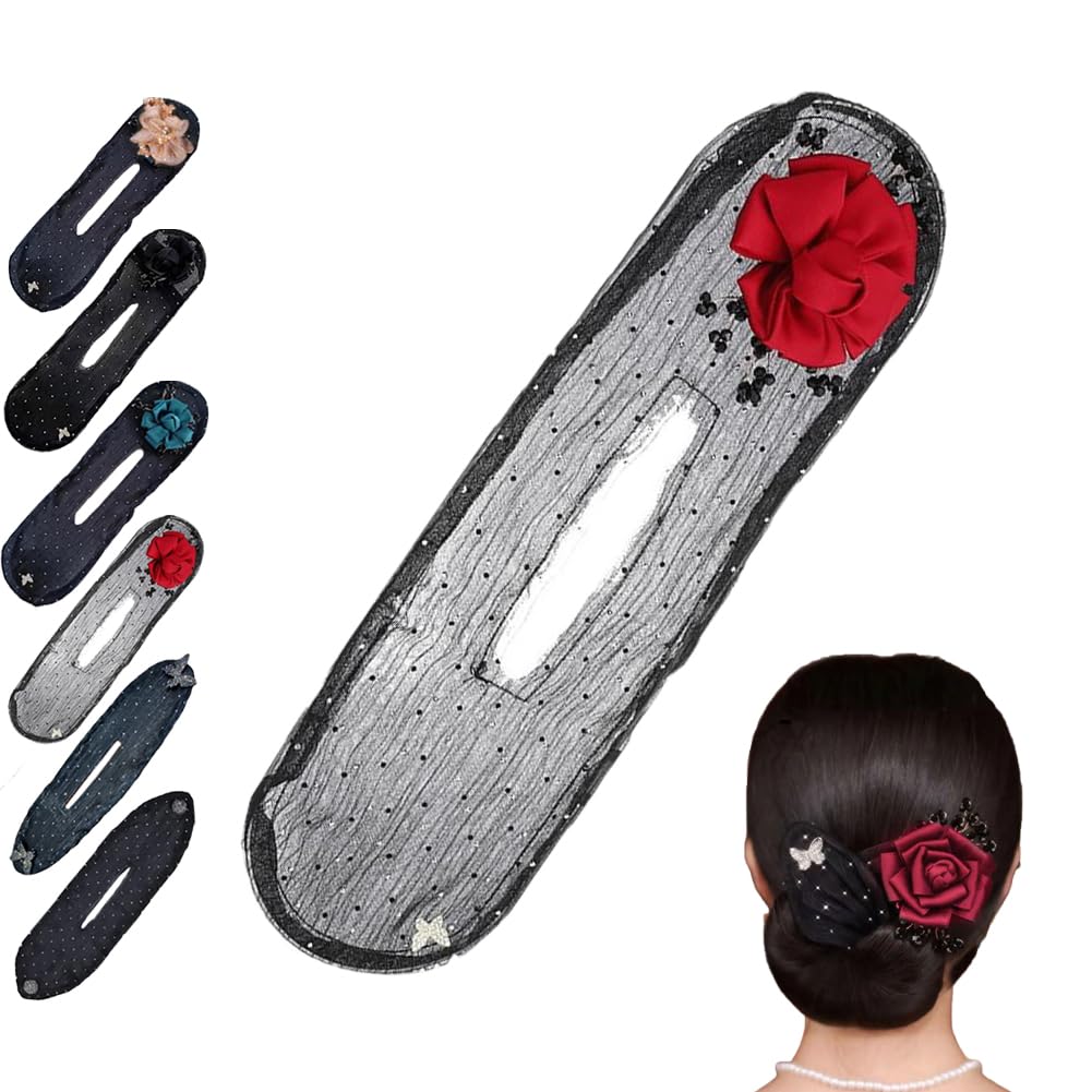 Blumen-Dutt-Zopf-Haarklammer - Handbestickt, Für Dicke Lange Haare, 5-Sekunden-Styling