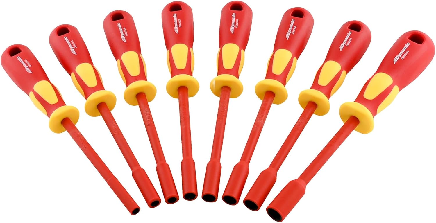 8 Piece Insulated Metric Nut Driver Set, VDE Certified to 1,000V, Electrical Tool Set