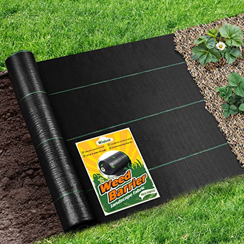 Winisok Weed Barrier Landscape Fabric Heavy Duty, 6FT x 300FT Thicken Garden Fabric Weed Mats, Durable Weeds Control Mulch Breathable Weed Cloth for Landscaping Weed Blocker Garden Bed Cover