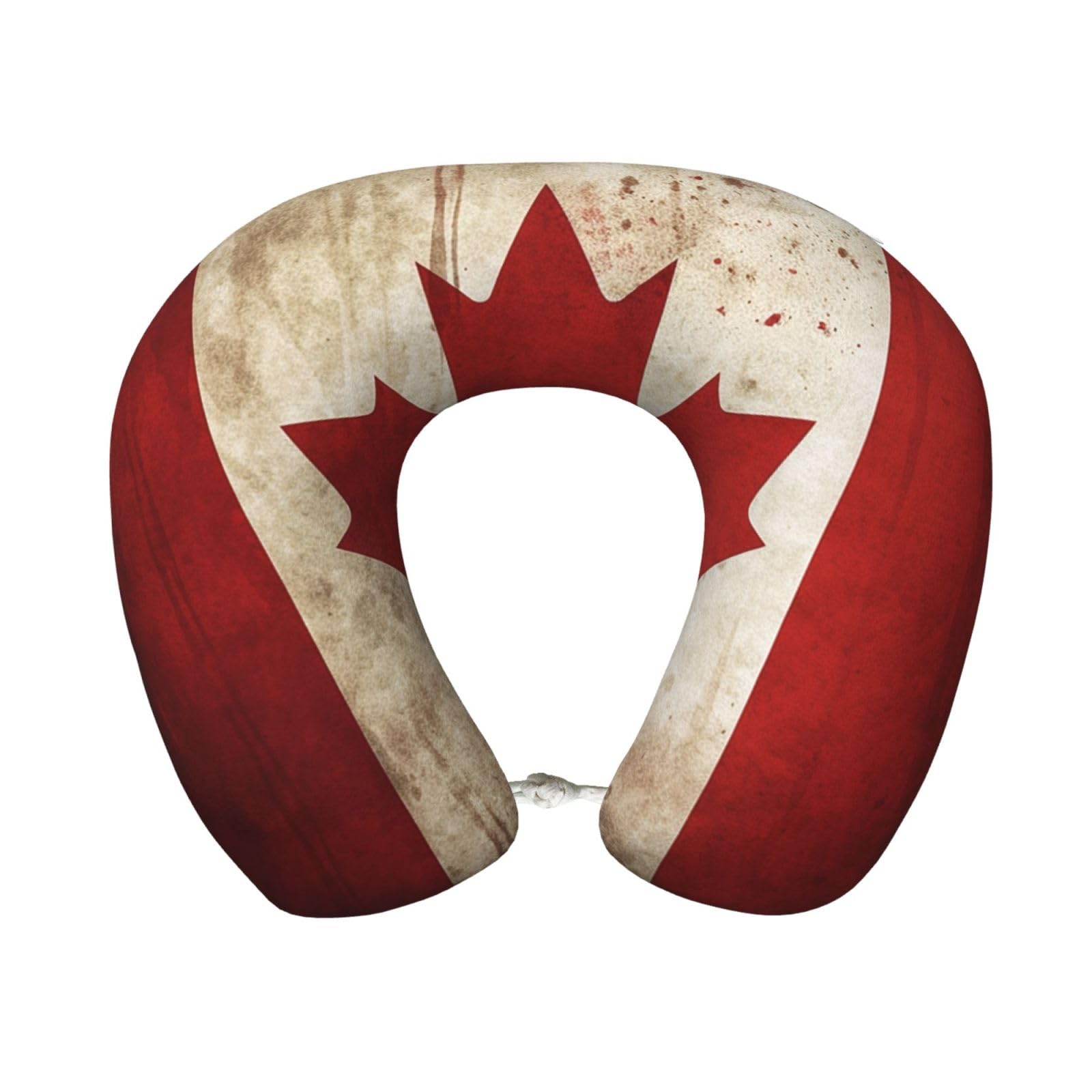 peiyeety Retro Canada Flag Travel Pillow Memory Foam - Comfortable U Shape Neck Pillows for Sleeping, Neck and Head Support Portable Airplane Pillow Adjustable Flight Pillow, Washable Cover