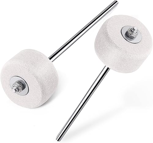 Vista 2 de Facmogu 2 batidores de fieltro clásico, batidor de bombo de fieltro blanco para rendimiento, práctico reemplazo de batería, batidor de fieltro