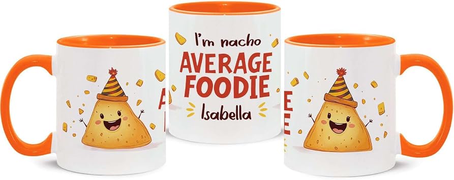 Customized Funny Foodie Accent Cup, Personalized Name Food Lover Coffee Mug, Custom Fun Quote Design Cup 11oz Or 15oz, Dessert Full Wrap Ceramic Mug, Gift For Children, 1pcs