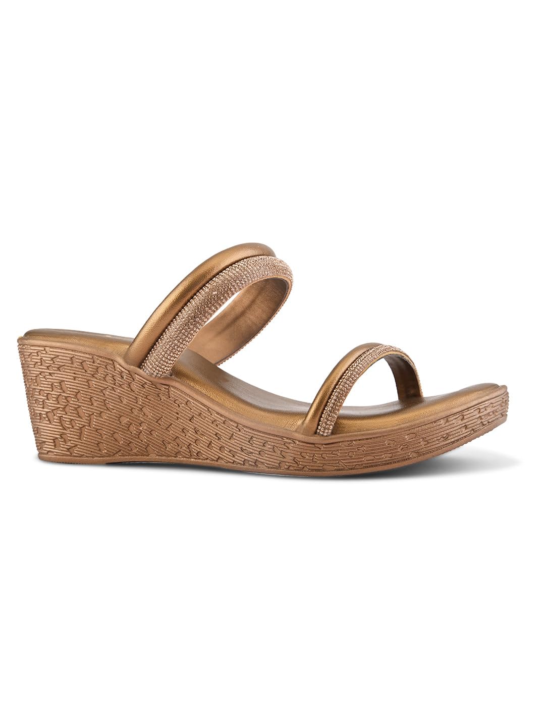 XE Looks Eleganti cinghie doppie luccicanti | Tacchi con zeppa per ragazze e donne