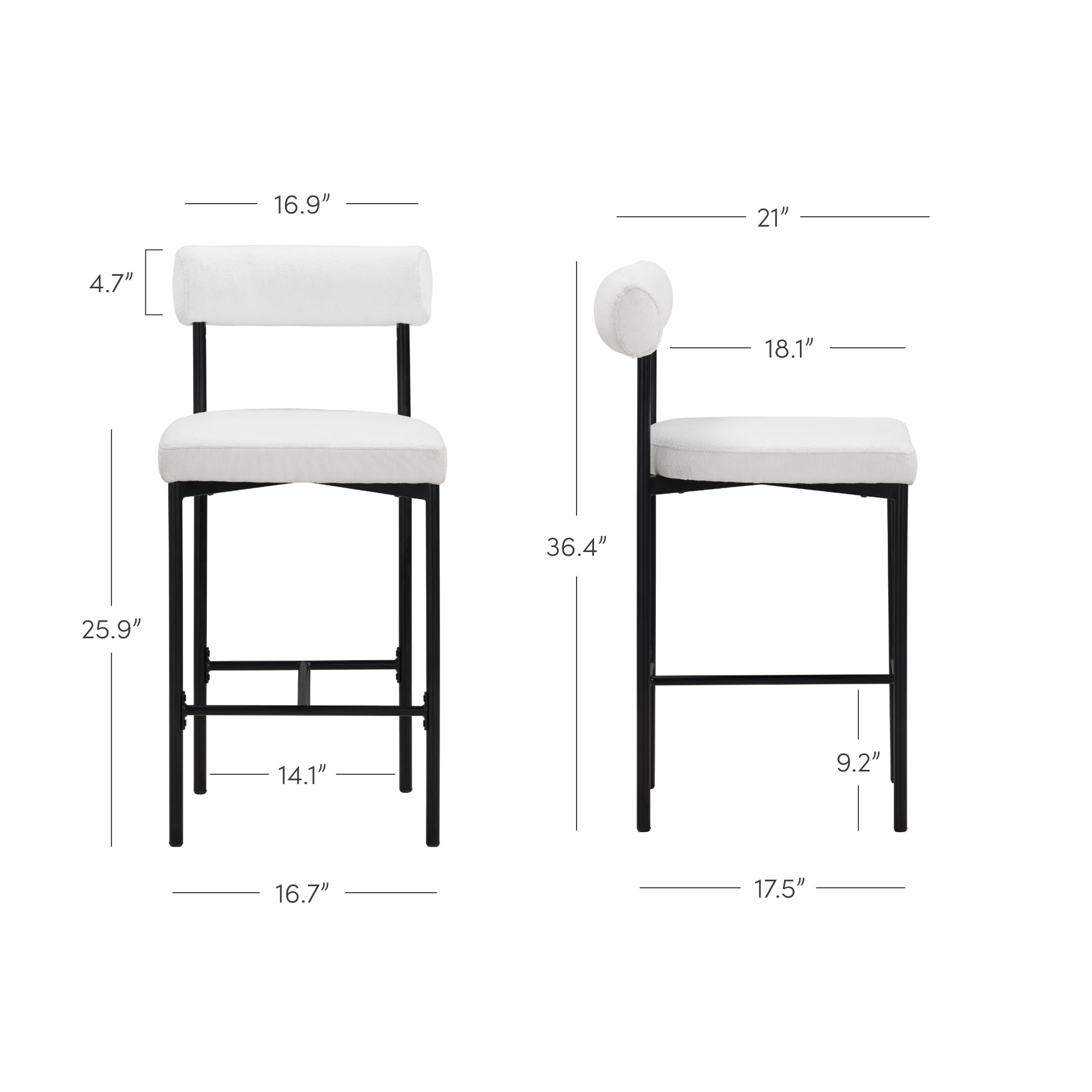 Nathan James Dahlia 26 in. Mid-Century Modern Black Metal Counter Height Bar Stool Back and Light Cream Boucle Seat, (Set of 2) 21607-2 - The Home Depot Nathan James Dahlia 26 in. Mid-Century Modern Black Metal Counter Height Bar Stool Back and Light Cream Boucle Seat, (Set of 2) 21607-2 - The Home Depot