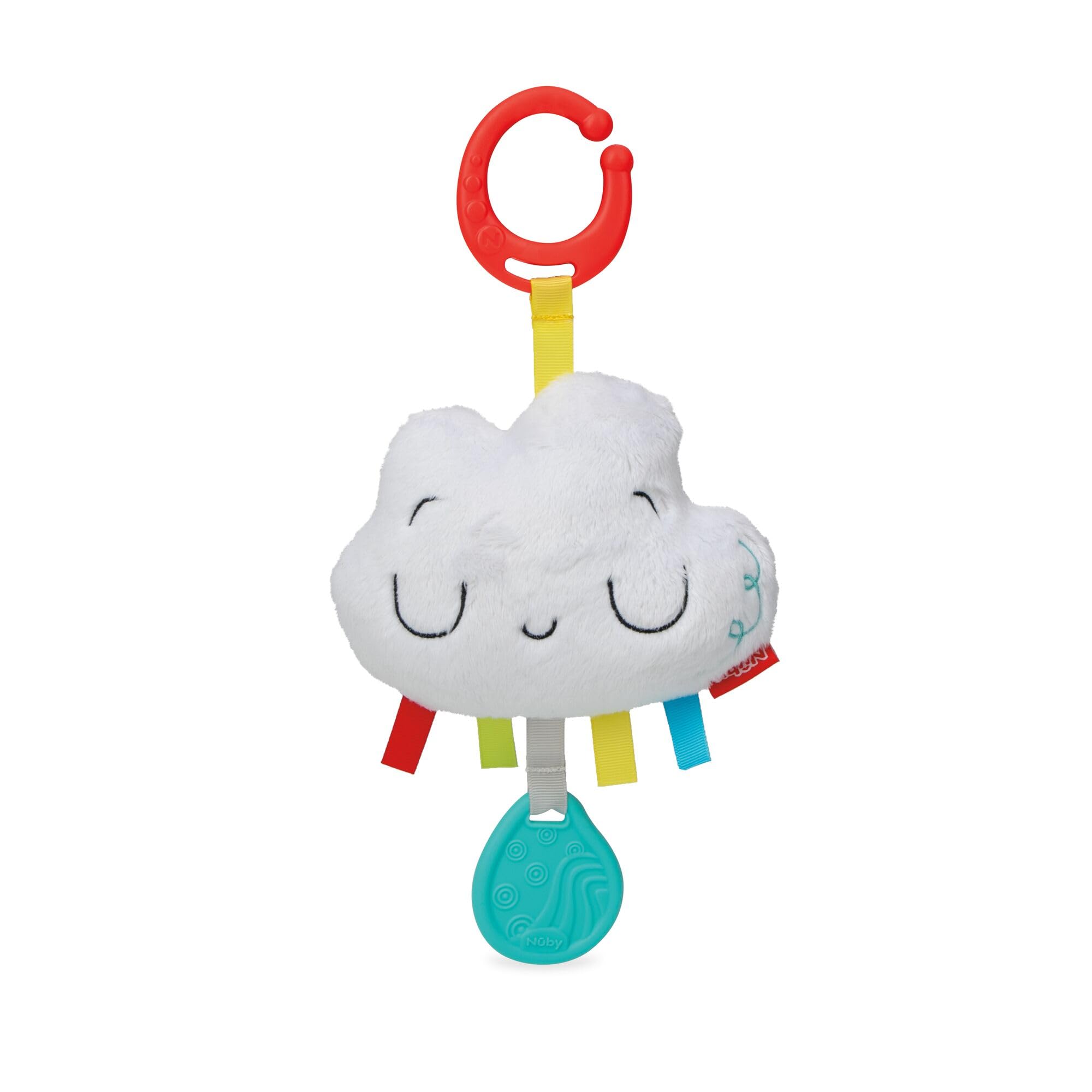 Nuby Cloud Chime Plush Teether - Baby Teething Toy for Car Seats and Strollers - 0+ Months