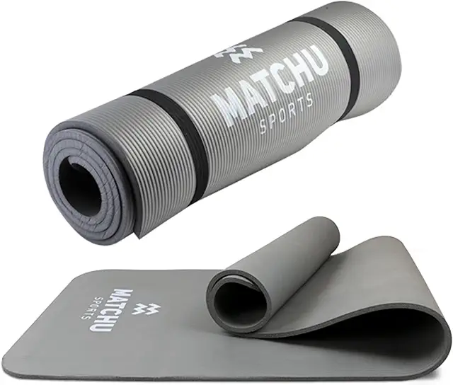 MATCHU Non-Slip Yoga & Fitness Mat with Lanyard - Durable NBR Material
