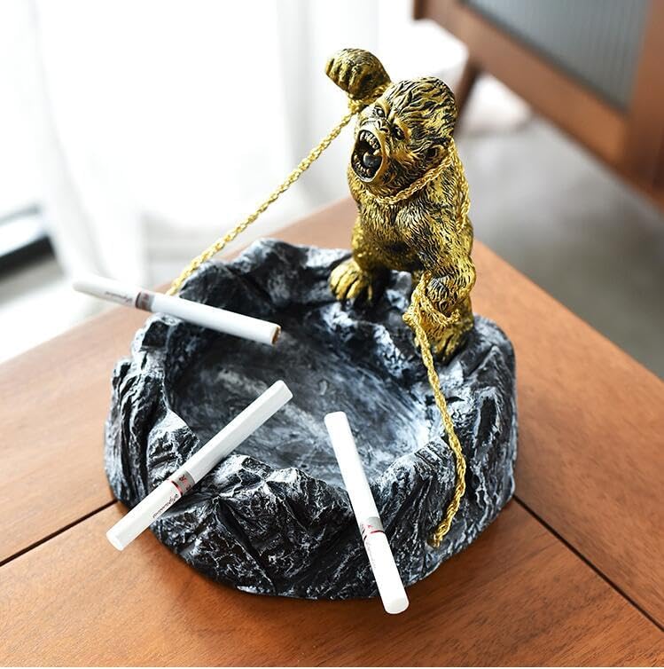 Fierce Gorilla Ashtray Creative Resin Ashtray (A Gold)