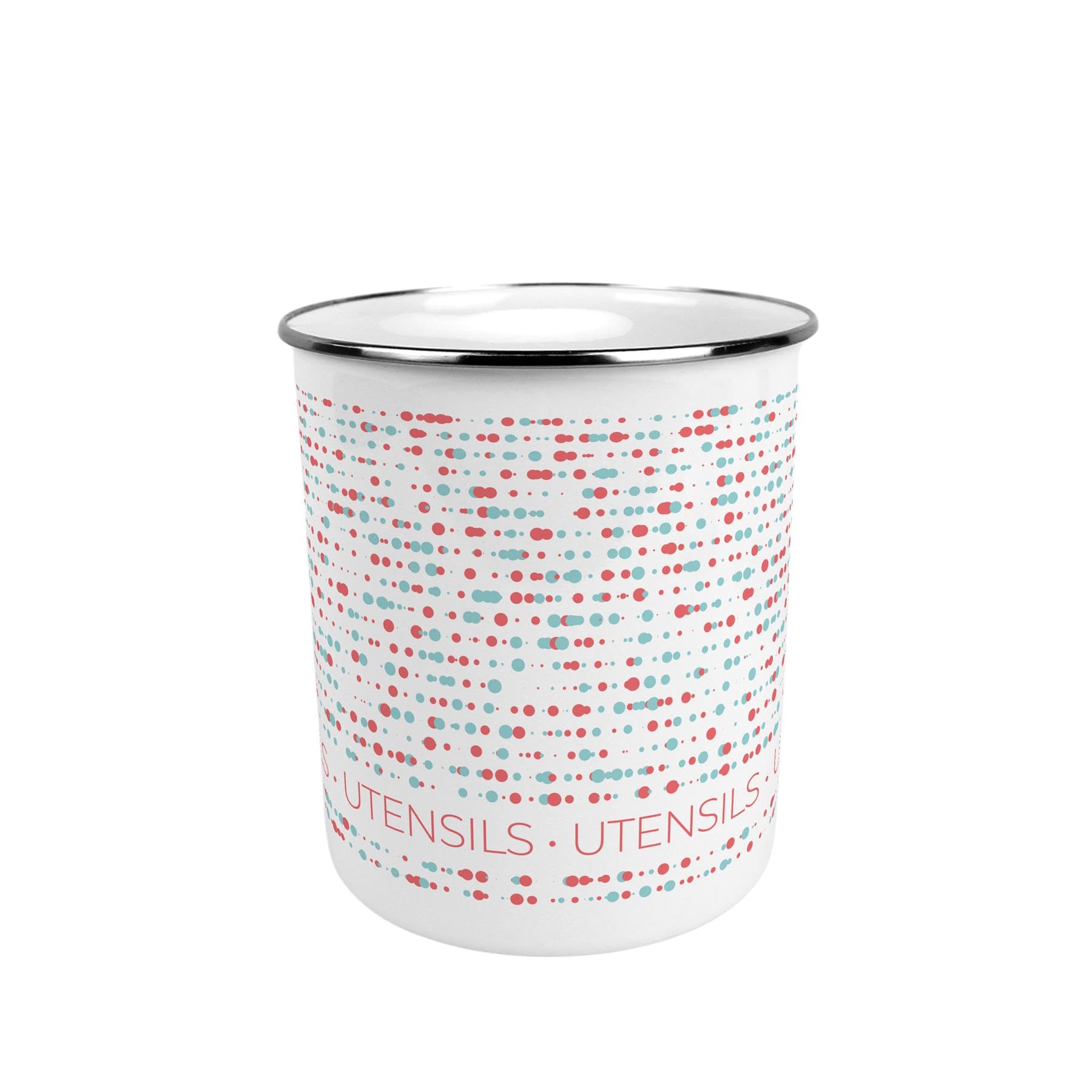 Purely Home Multicoloured Retro Dots Kitchen Utensil Holder - Large Metal Utensil Storage Pot