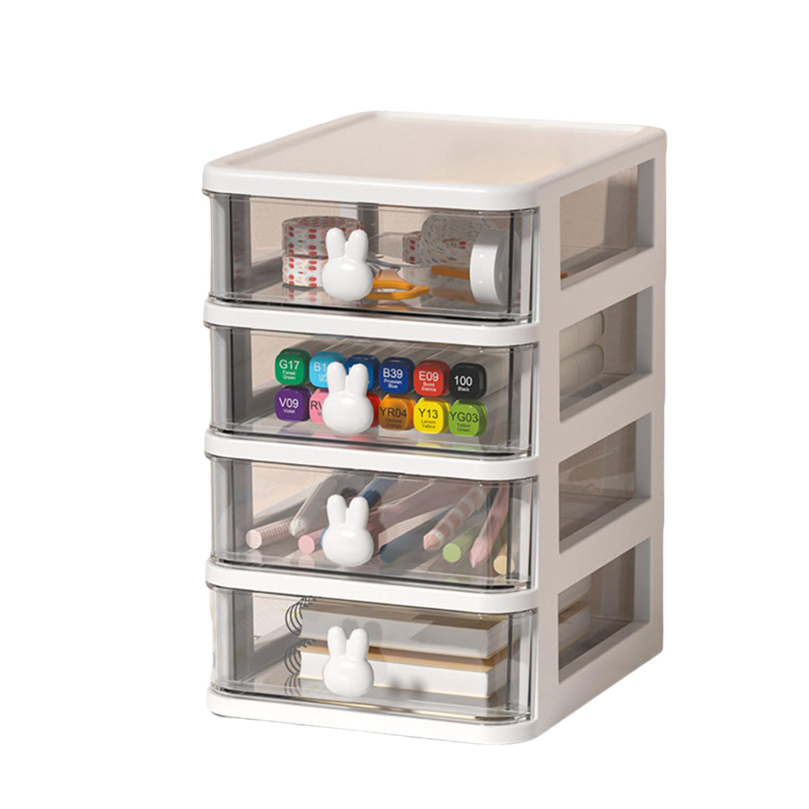 Msioytog Rabbits Illustrated Multipurpose Storage Box Use Friendly Storage Container with Rabbits Handle for Desk Organization Home Organization Solution