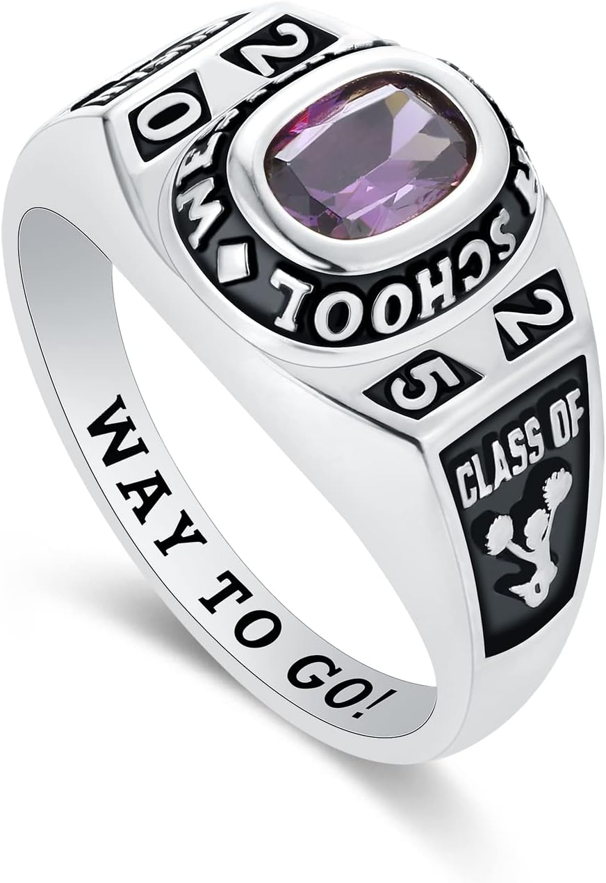 Mementos USA Premium American Brand Class Ring for Women – Express 5 Day Option - Flawless Collection – Genuine Silenium, 925 Sterling Silver or 10KT Gold – Customized High School College University Class Ring – Graduation Gifts