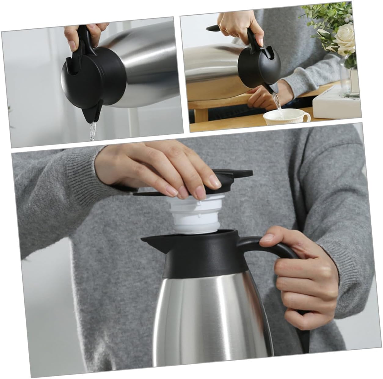 Large Capacity Thermal Carafe Hot Water Dispenser Handle Insulated Flask for Cold Hot Drinks