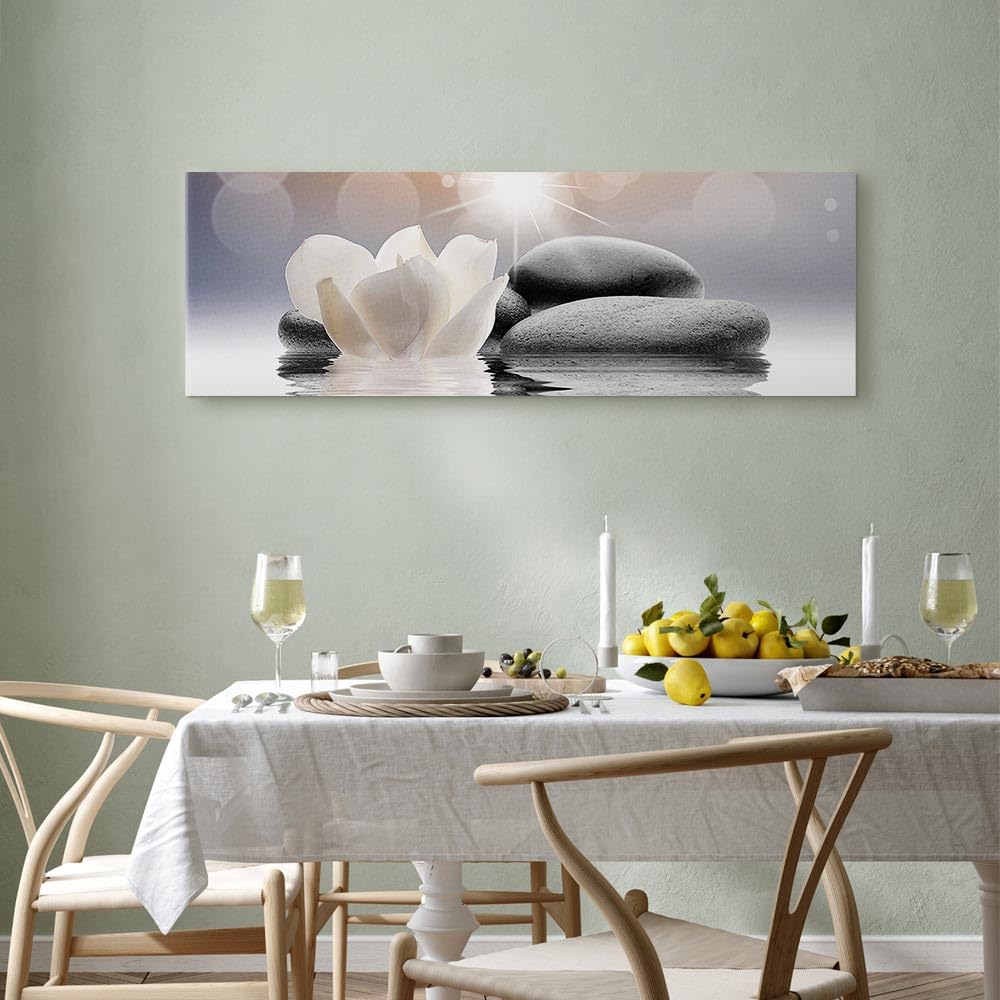 murando Cuadro en Lienzo Flores Spa 150x50 cm 1 parte Impresión en Material Tejido no Tejido Impresión Artística Imagen Gráfica Decoracion de Pared Piedras Zen b-B-0268-b-a