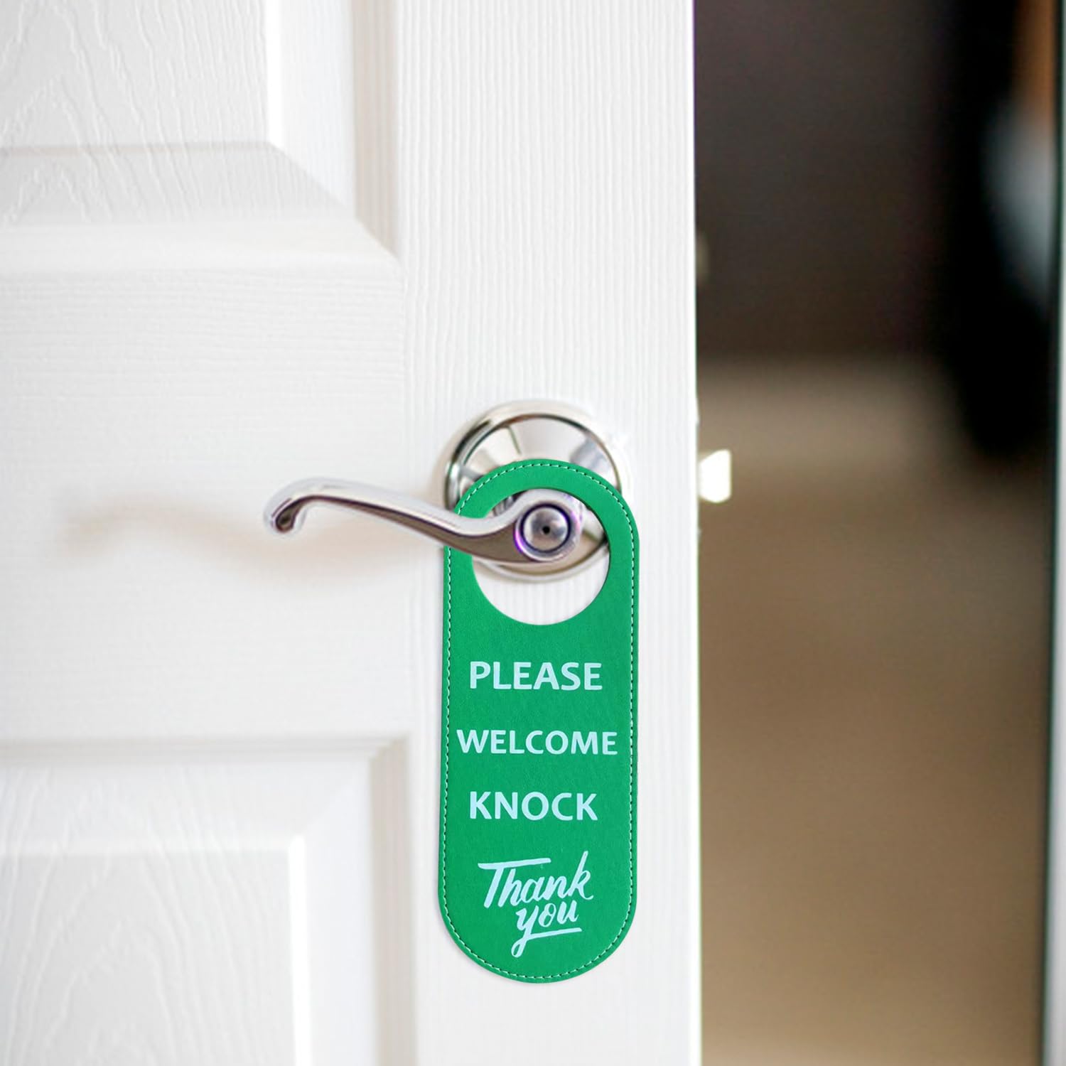 Cartello Non Disturbare In Pelle - Doppia Faccia Per Porte Di Hotel, Uffici E Ospedali - Foto 9