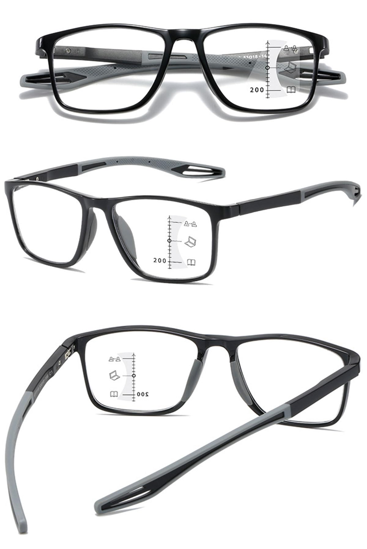 KOOSUFA Gafas de lectura progresivas multifocus antiluz azul gafas de lectura para hombre y mujer ultraligeras TR90 marco bisagra resorte gafas de ordenador visión deslizante ayuda de lectura 1.0 1.5