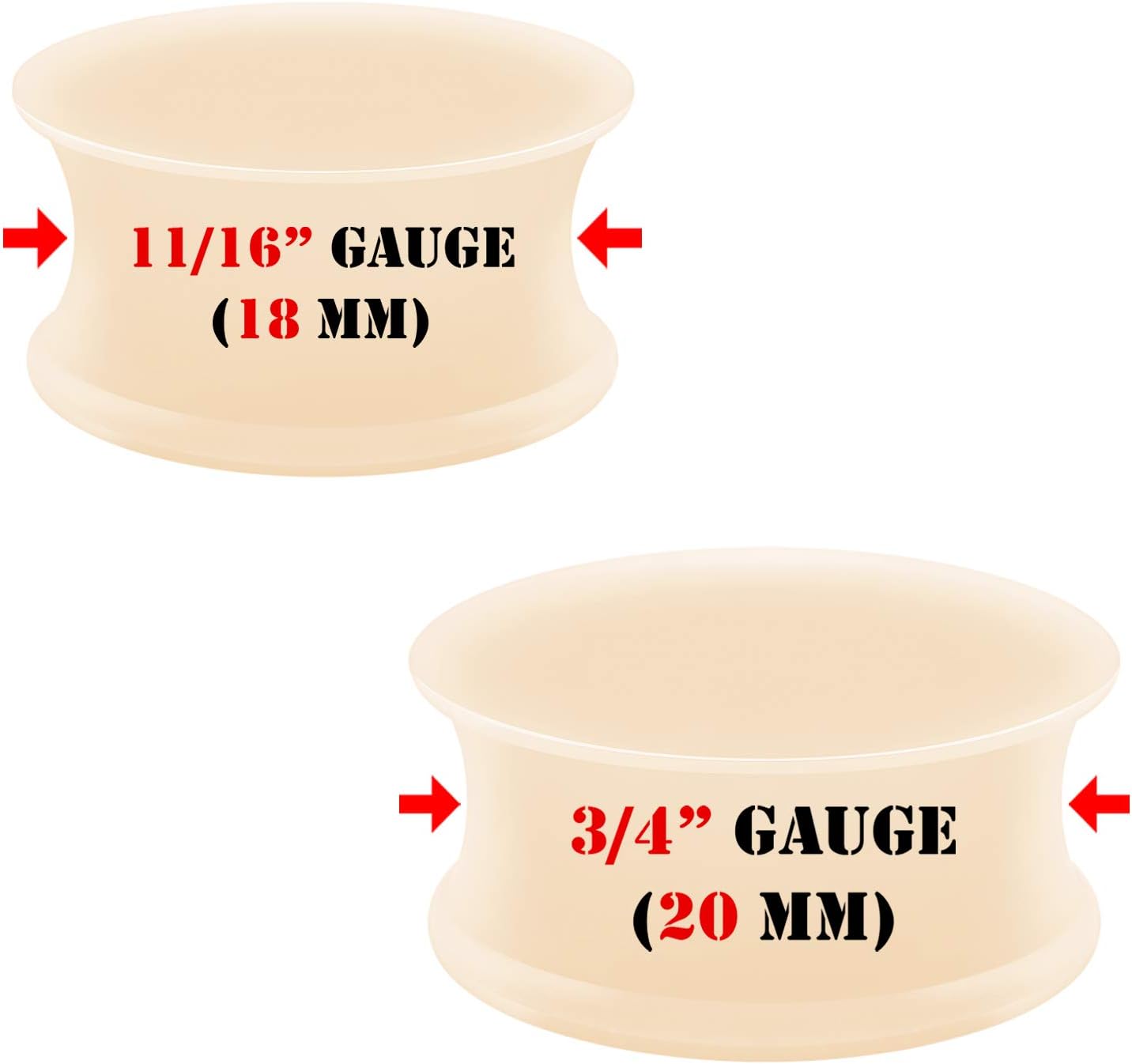 2 Pairs Silicone Skin Double Flared Saddle Piercing Jewelry Stretcher Ear Plugs Earring Lobe Flesh Tunnel Gauges