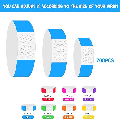 Miniatura 3 de Pulseras para eventos – 700 pulseras impermeables de neón para eventos, conciertos, entradas a festivales, fiestas (amarillo, rosa, verde, azul,