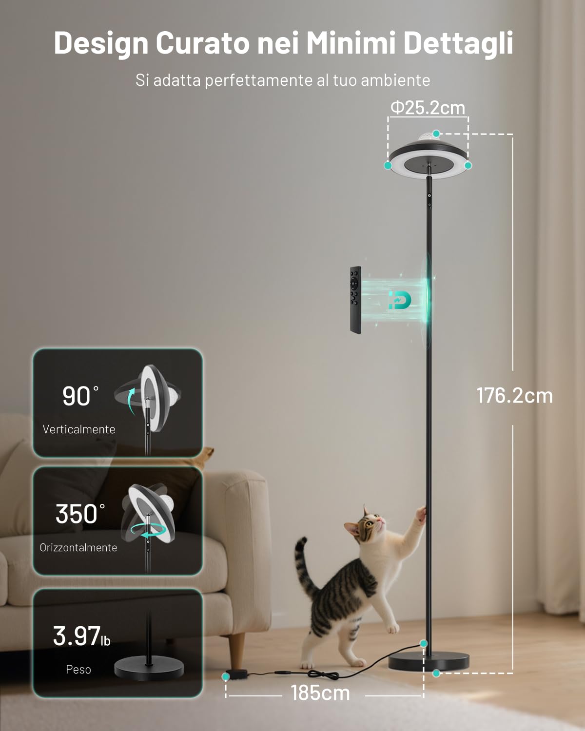 Lampada da Terra LED Dimmerabile con Proiettore Stellare RGB e Telecomando | Piantana da Terra 3000K-6000K, 15W 1300LM Floor Lamp Moderna, Lampada Angolare Nera per Camera da Letto, Soggiorno, Ufficio