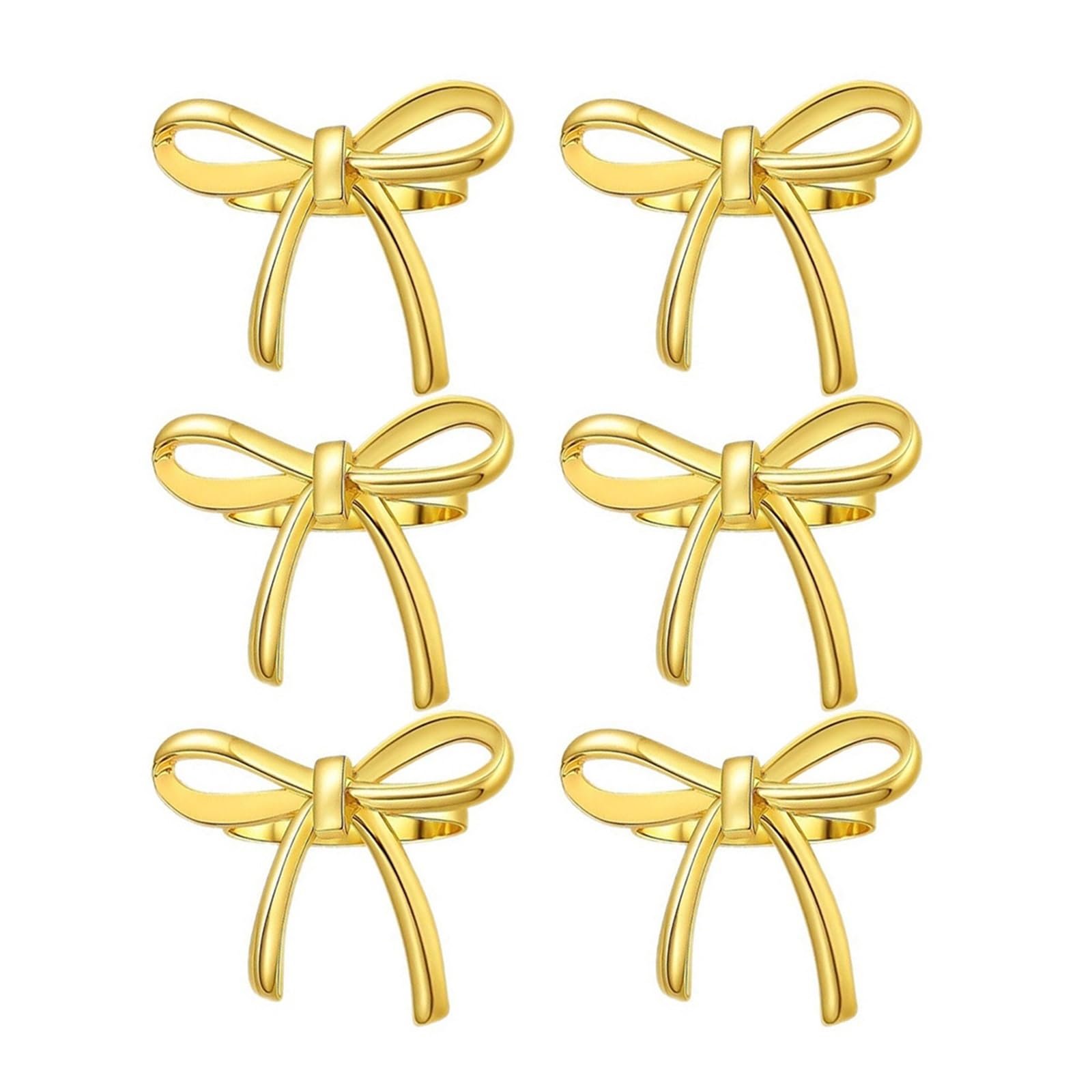 15Pcs Gold Bow Napkin Rings Metal Holders for Wedding Dinner Party Table Decor